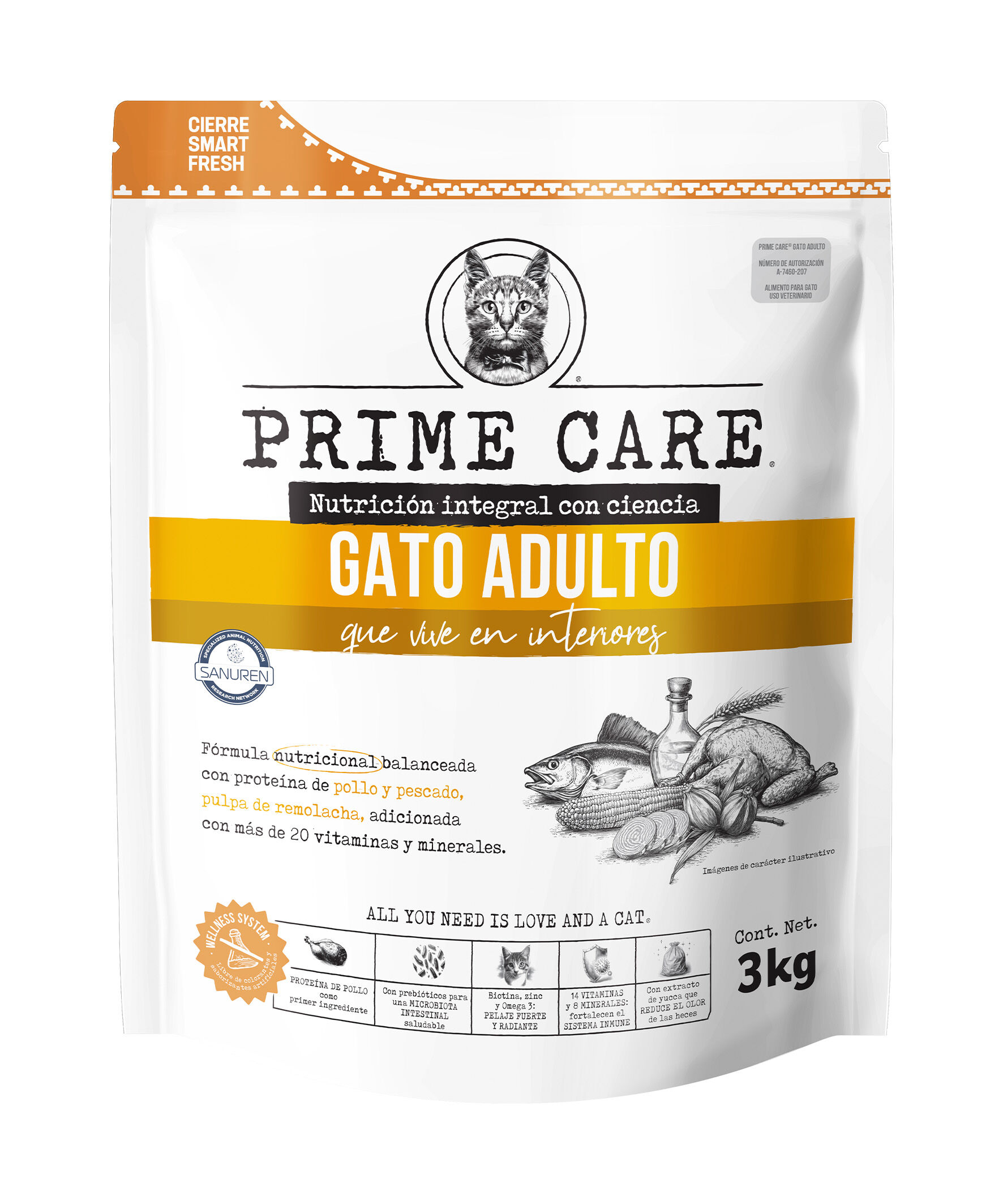 Comida P/gato Adultos Prime Care 3.0