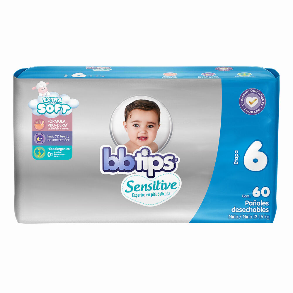 Pañal Para Bebe Talla 6 Bb Tips 60.0 Pza