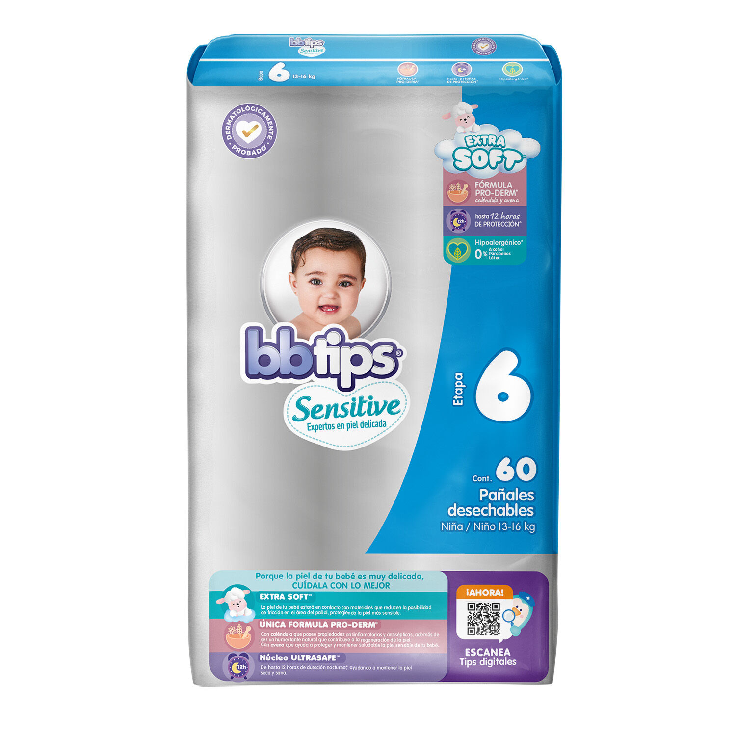 Pañal Para Bebe Talla 6 Bb Tips 60.0 Pza