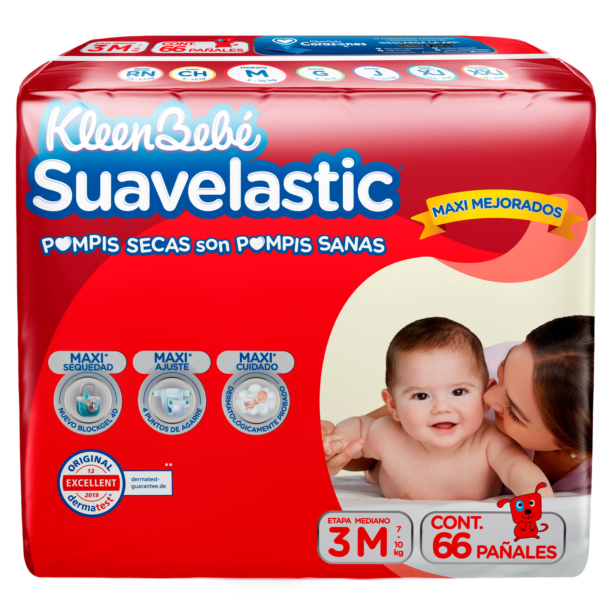 Pañal Mediano Suavelastic Kleen Bebe 66 60.0 Pza