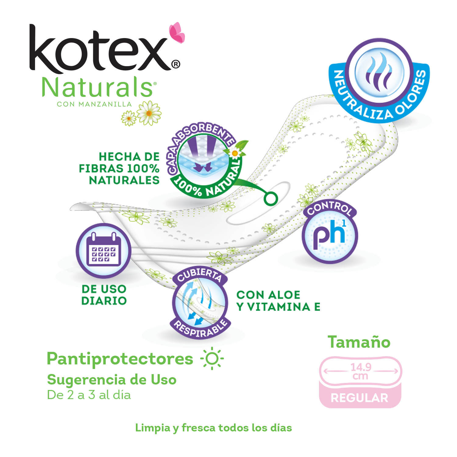 Protectores Diarios Regular Kotex 22.0 Pza