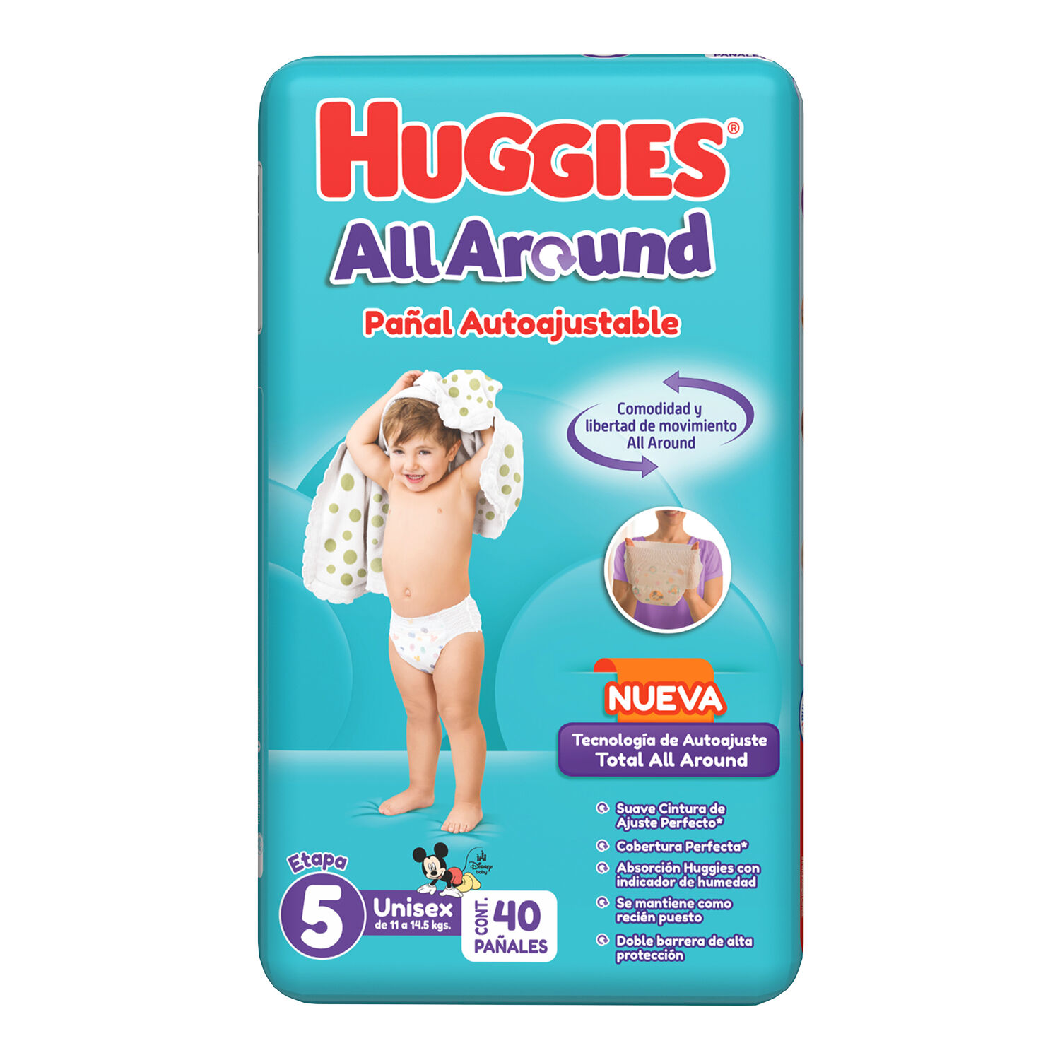 Pañal P/bebe All Around Et 5 Huggies 40.0 Pza