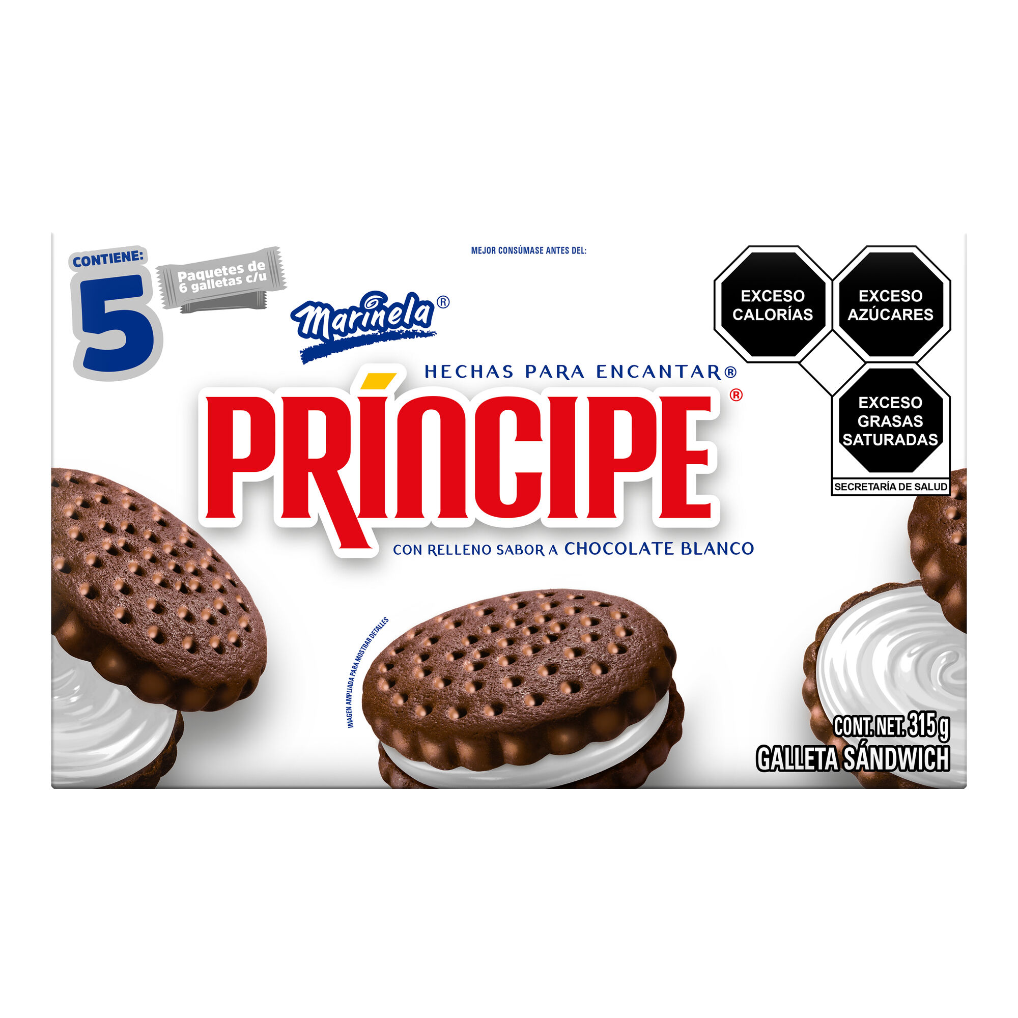 Galletas Principe Chocolate Blanco Marinela 315.0 Gr