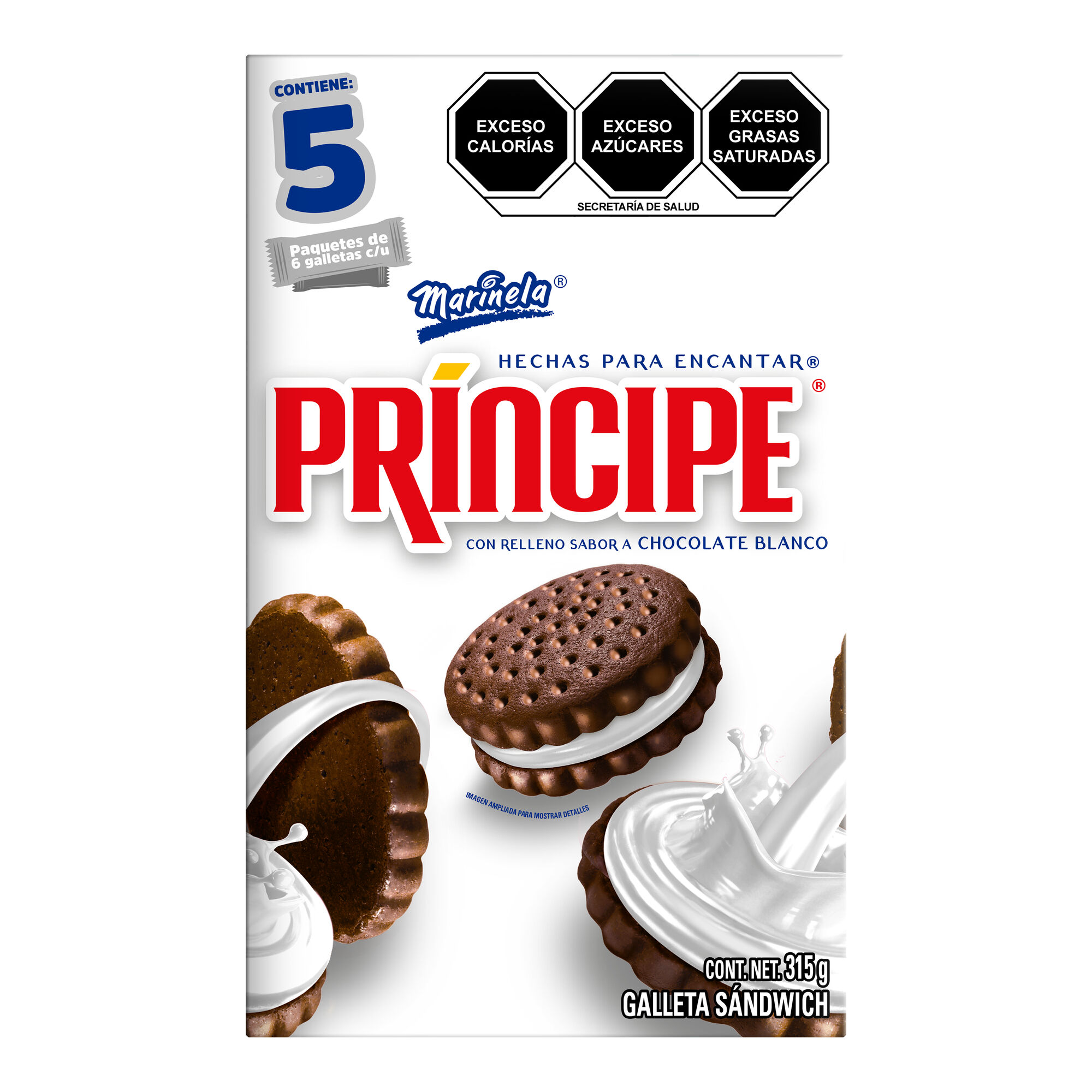 Galletas Principe Chocolate Blanco Marinela 315.0 Gr