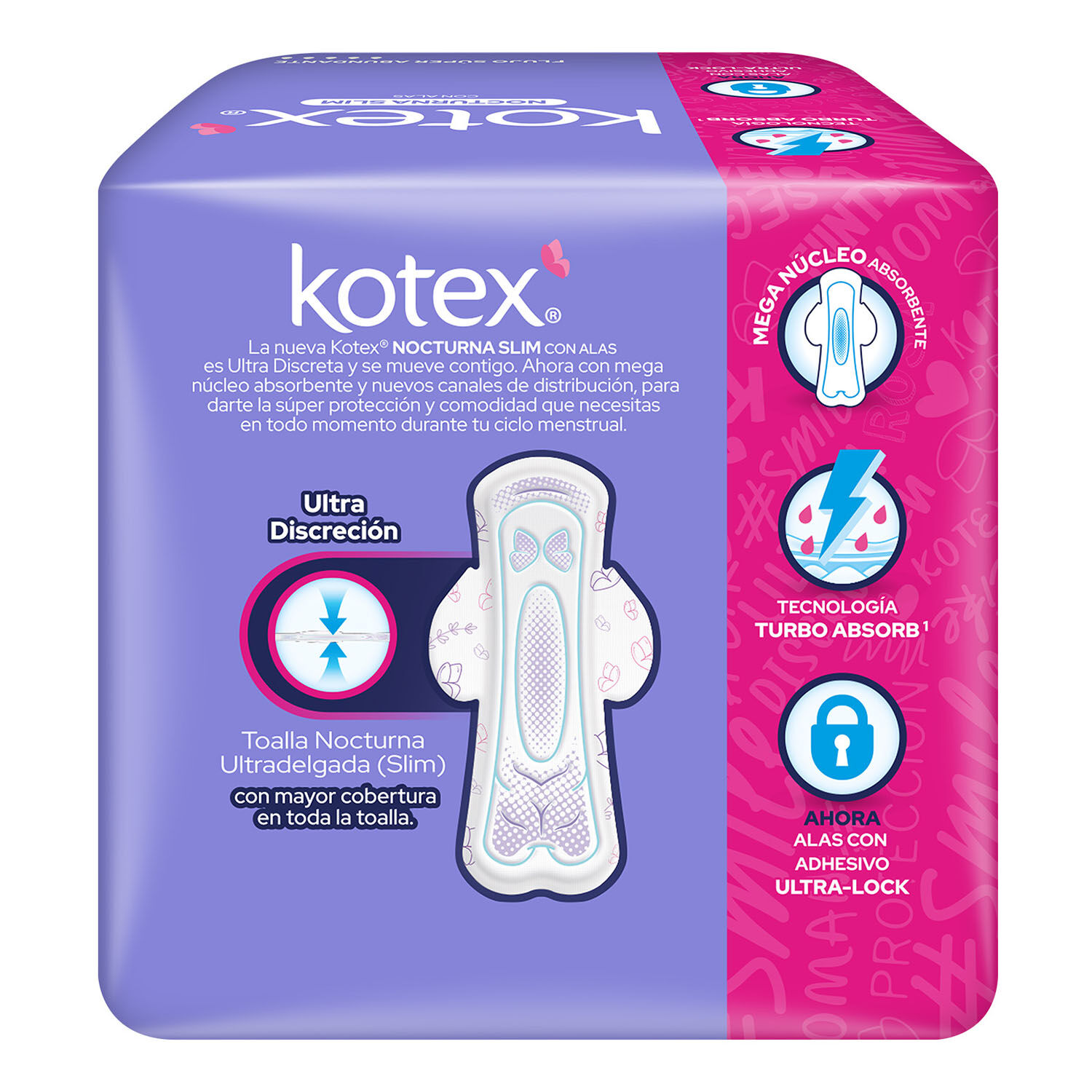 Toalla Femenina Con Alas Nocturna Ultradelgada Kotex 10.0