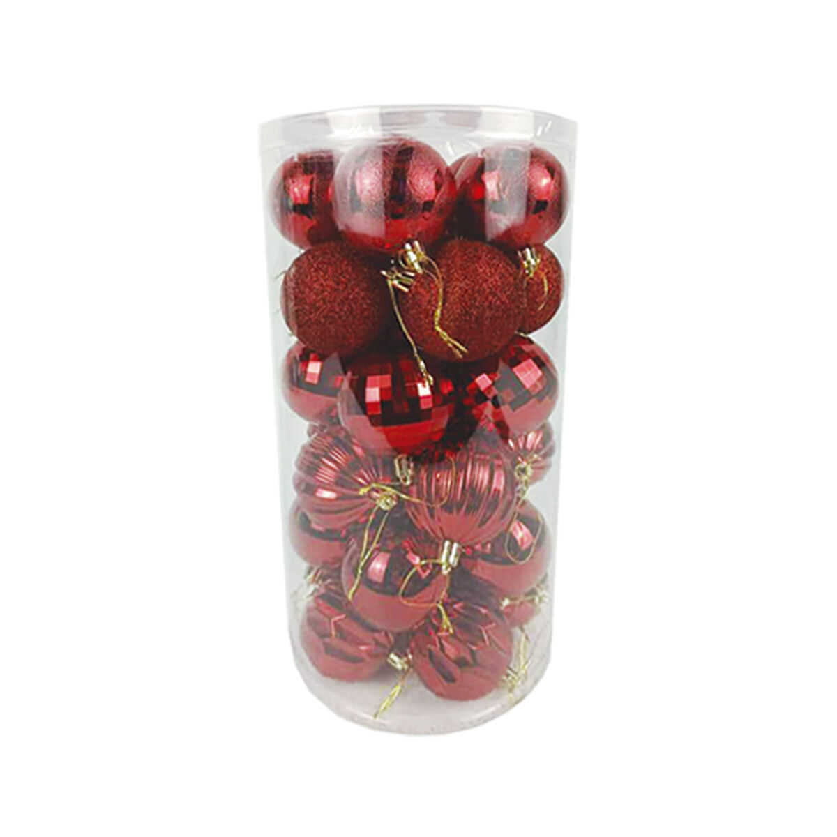 Esfera Navideña Tubo Color Rojo 7cm Bridgeco 25.0 Pza
