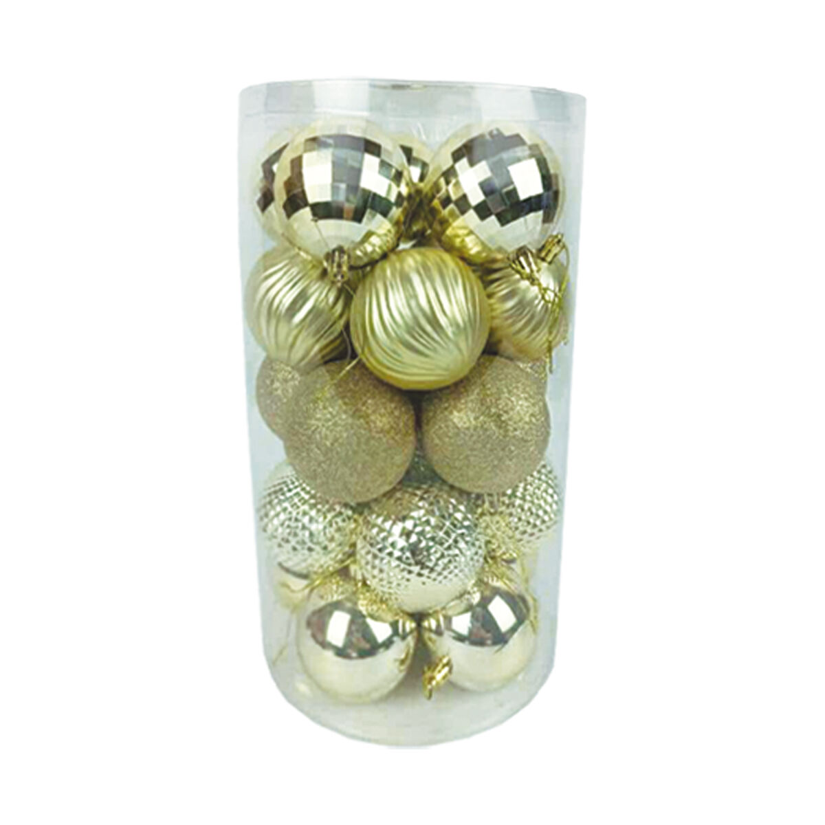 Esfera Navideña Tubo Color Oro 7cm Bridgeco 25.0 Pza