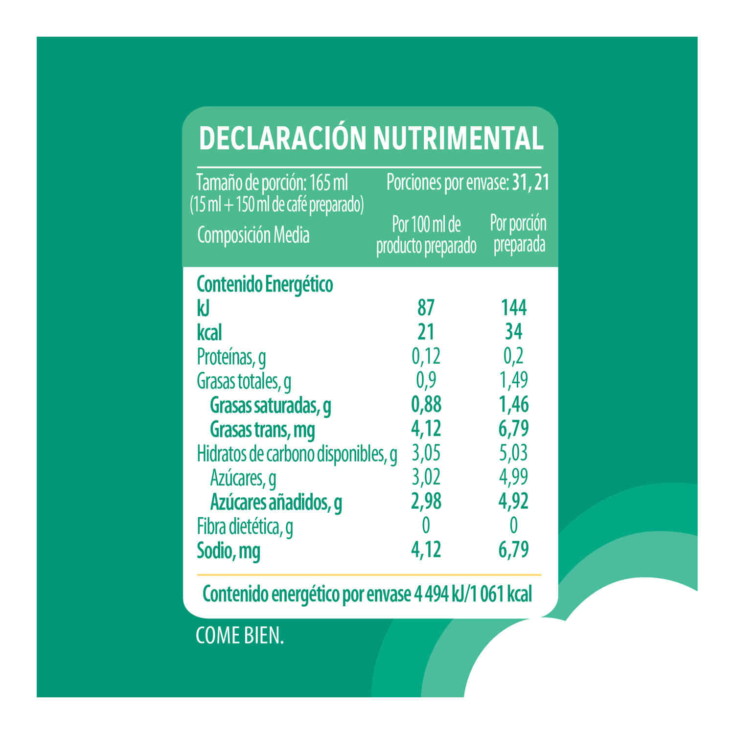 Crema Liquida Crema Irlandesa Coffee Mate 530.0 Gr