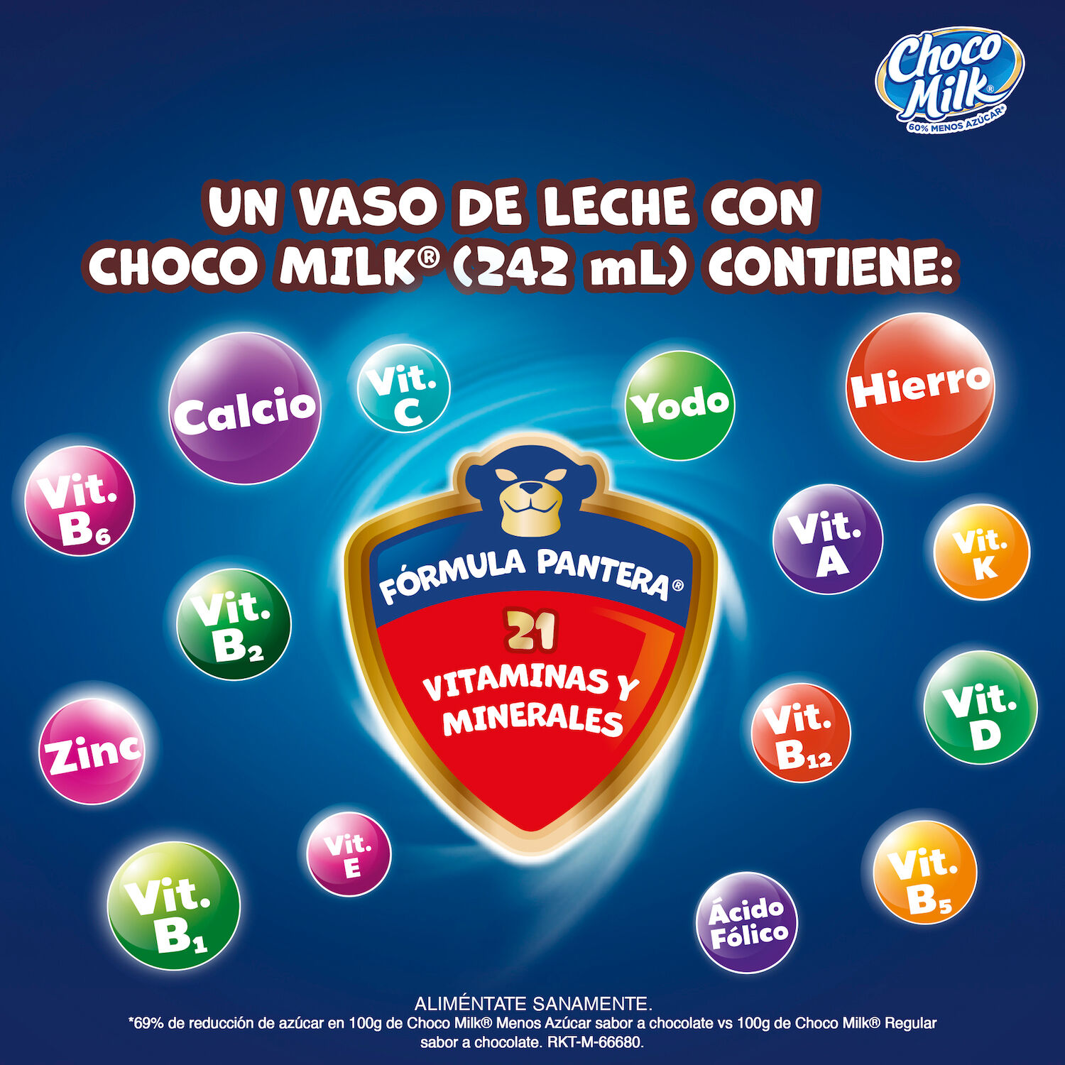 Chocolate Polvo 50 % Menos Azucar Chocomilk 280.0 Gr