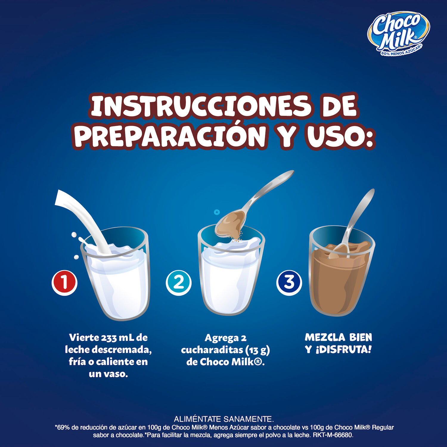 Chocolate Polvo 50 % Menos Azucar Chocomilk 280.0 Gr