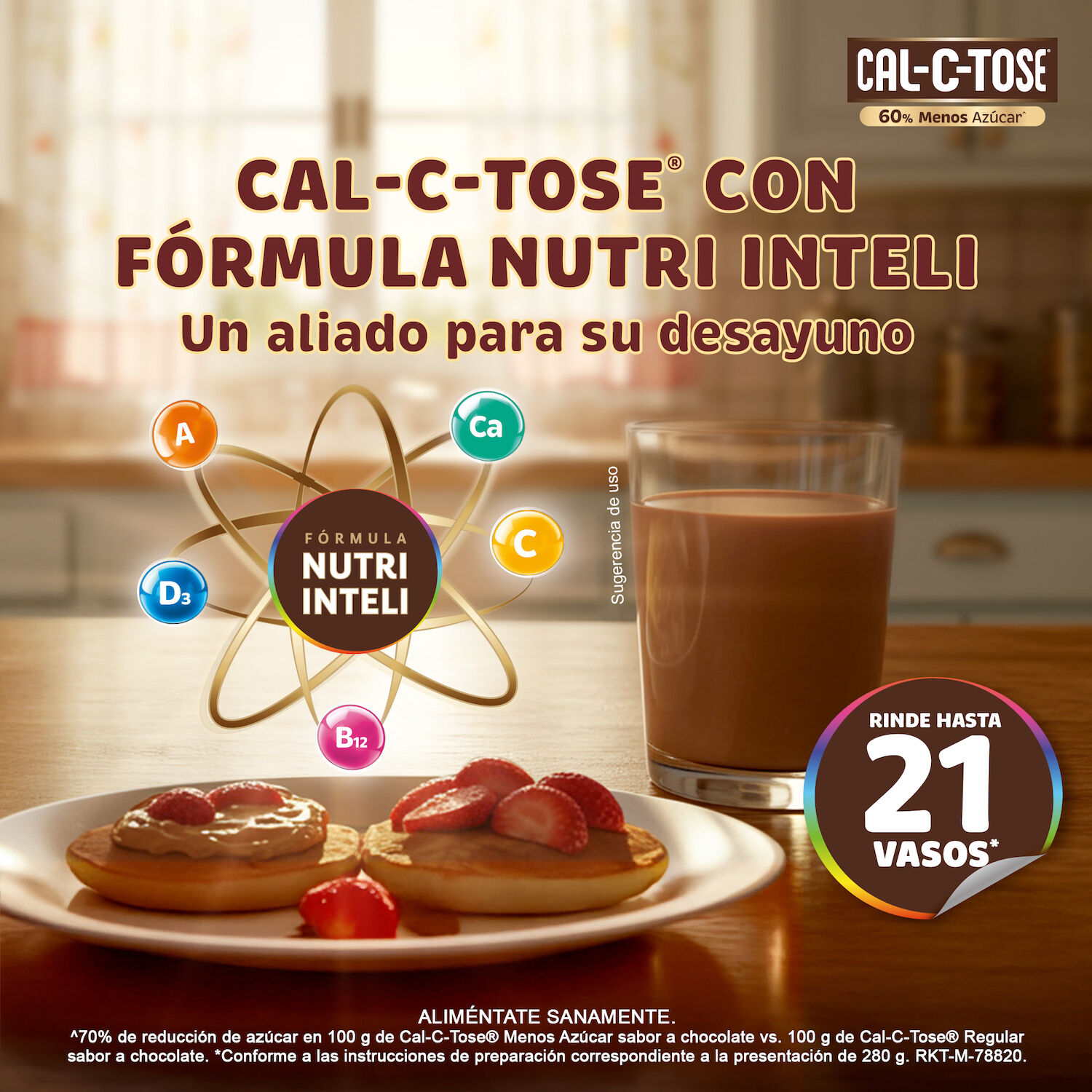 Chocolate Polvo 50% Menos Azucar Cal C Tose 280.0 Gr