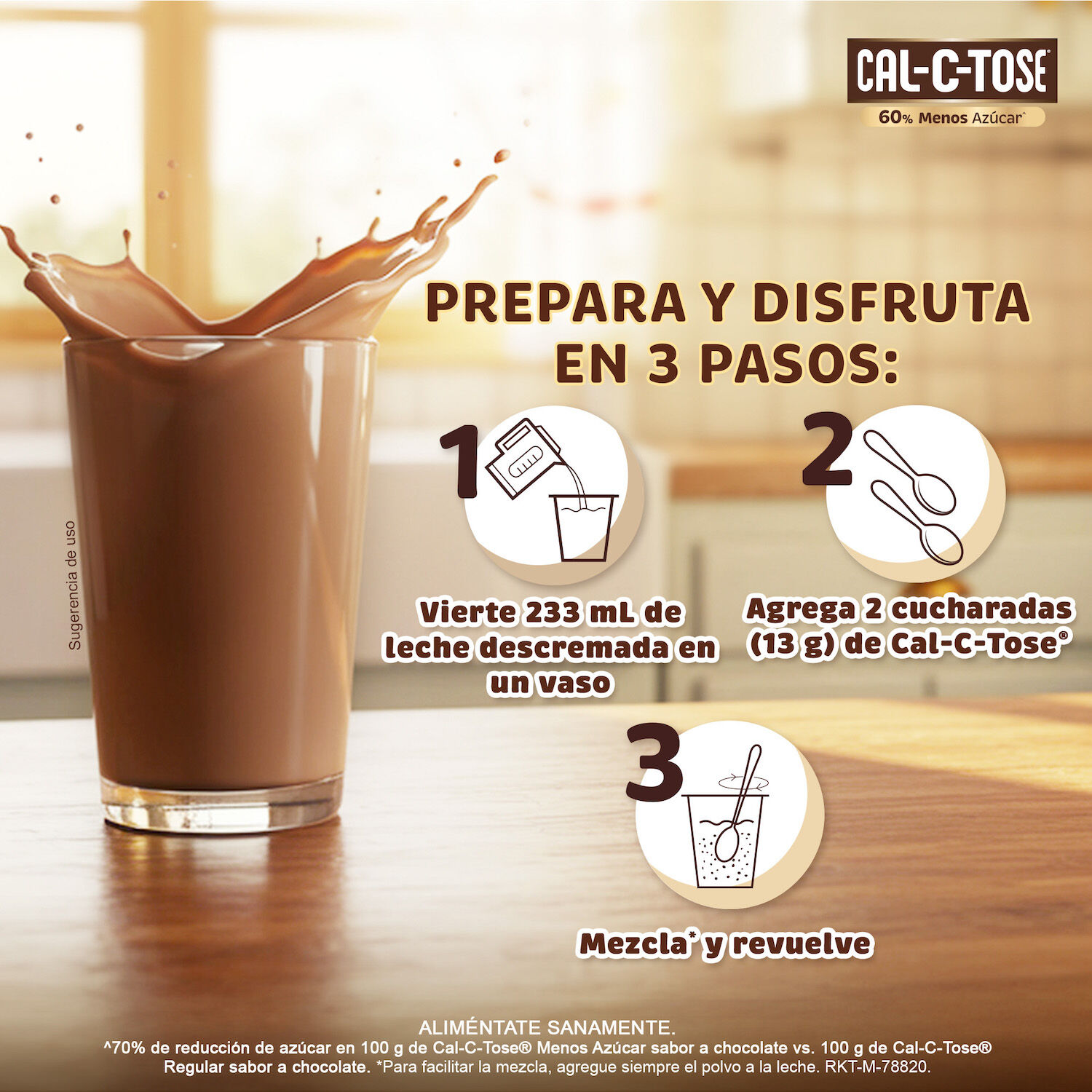 Chocolate Polvo 50% Menos Azucar Cal C Tose 280.0 Gr