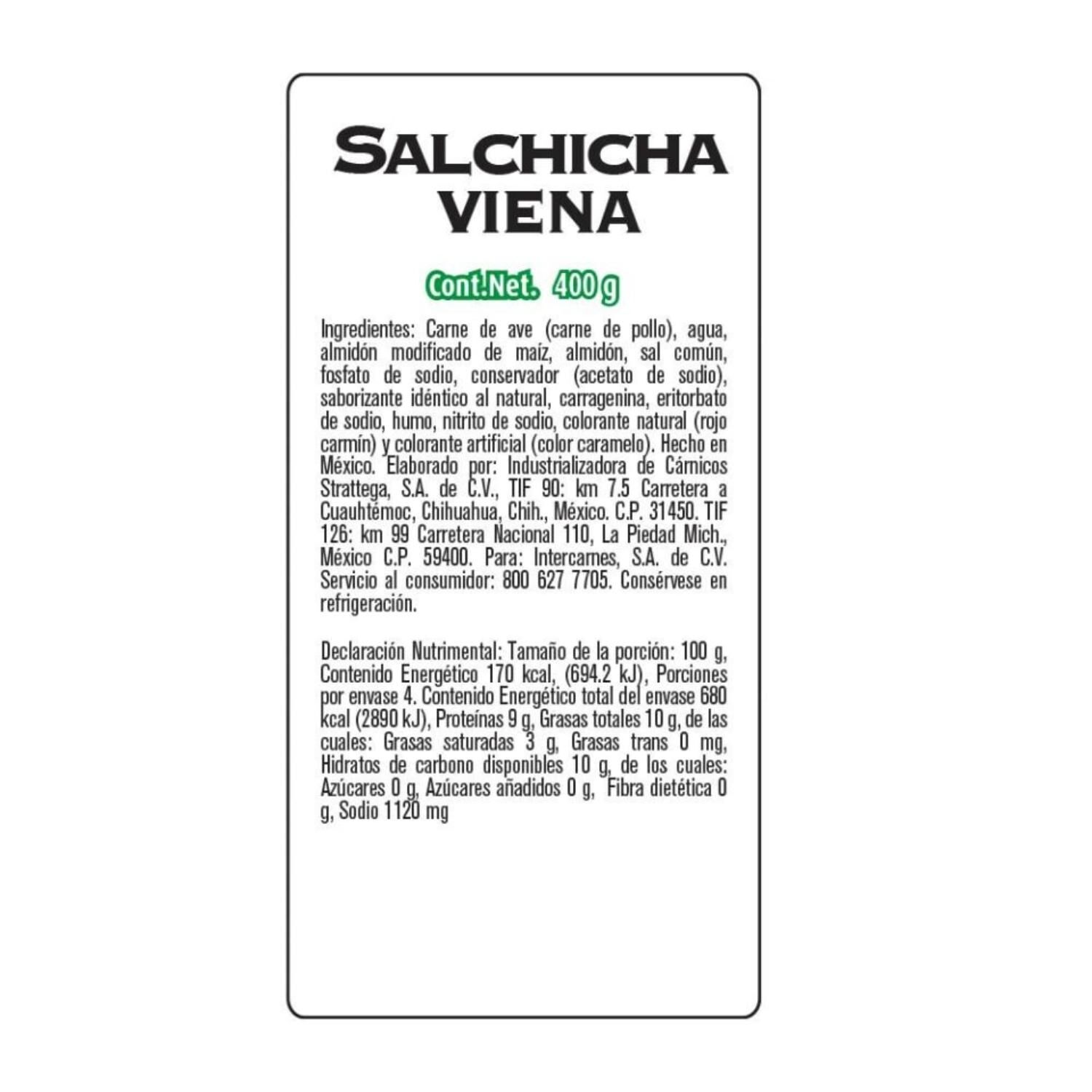 Salchicha Viena Bafar 400.0 Gr