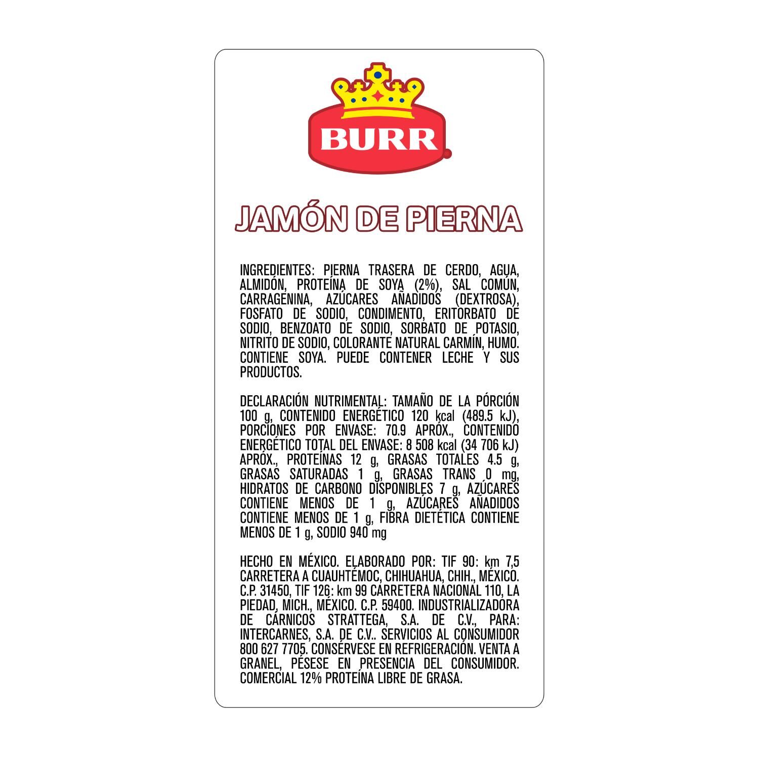Jamon De Pierna Americano Burr 1.0 Kg