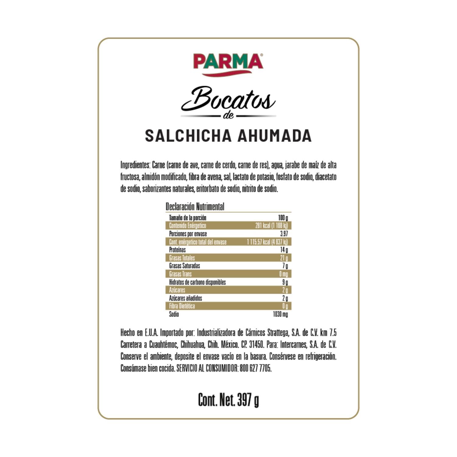 Salchicha Ahumada Para Asar Parma 397.0 Gr