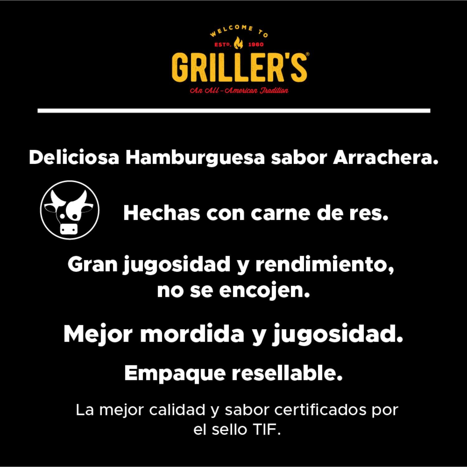 Hamburguesa Grillers Arrachera C/6 Pz 900 G