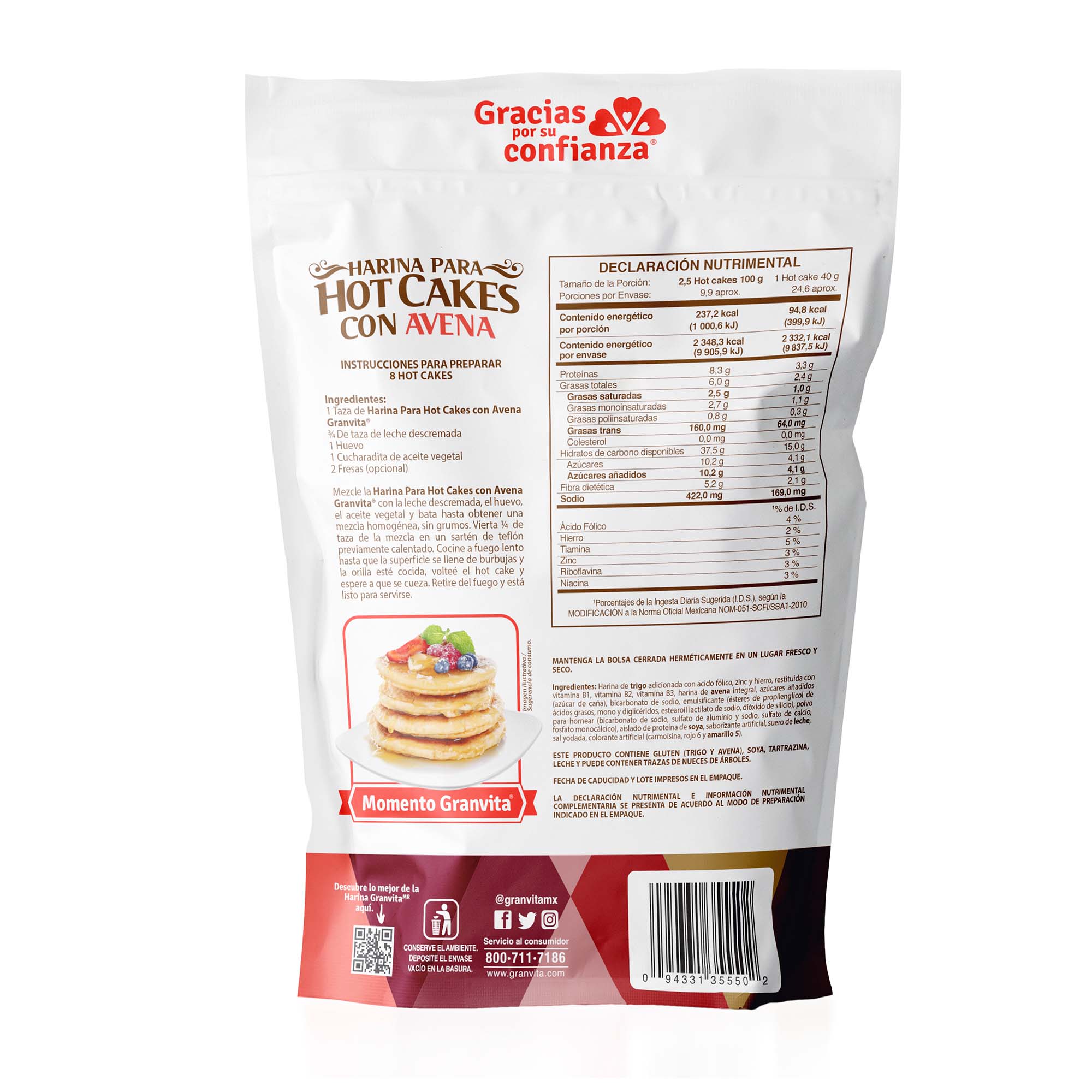 Harina Hotcake C/avna Inte Granvita 400g