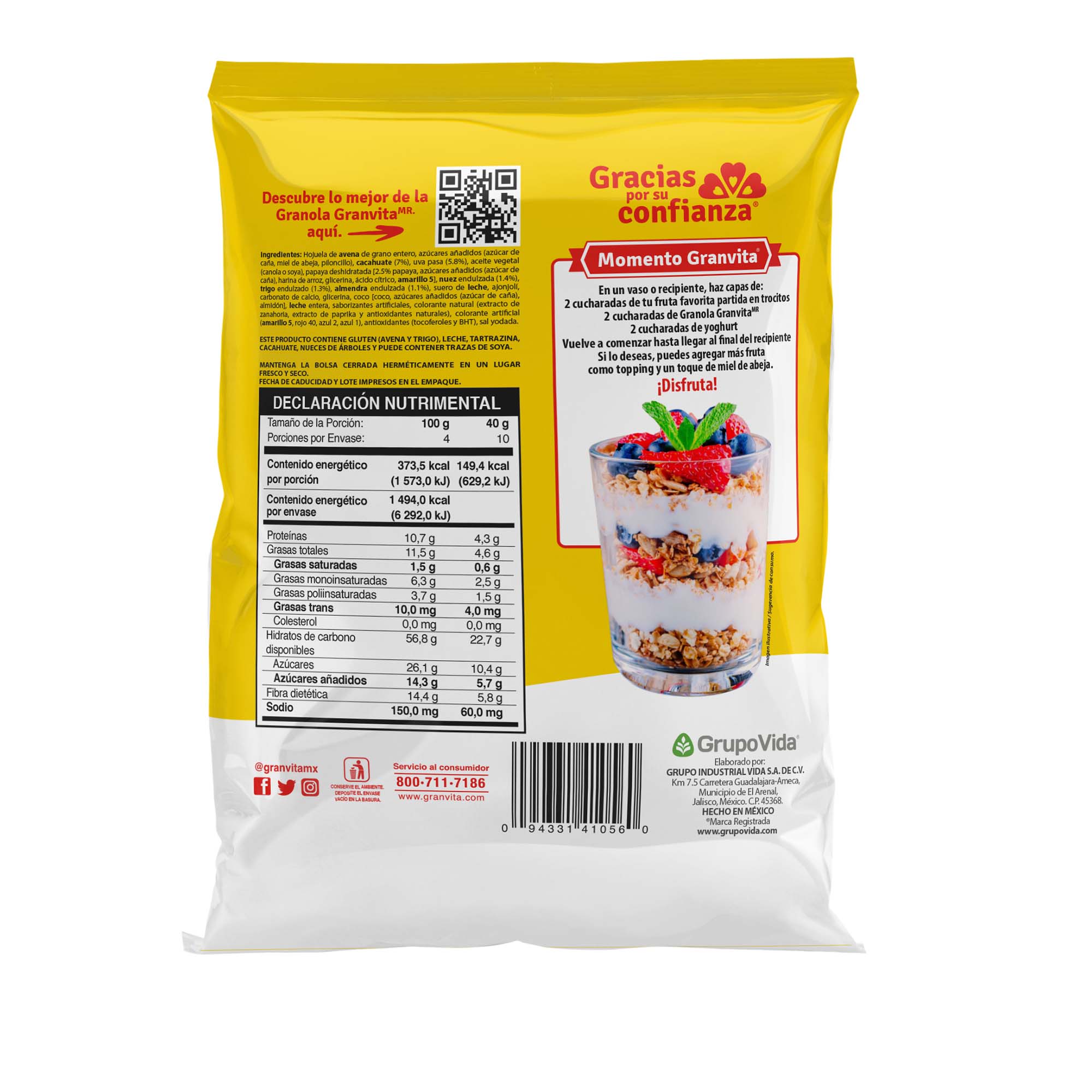 Granola Frutas Bolsa Granvita 400gr