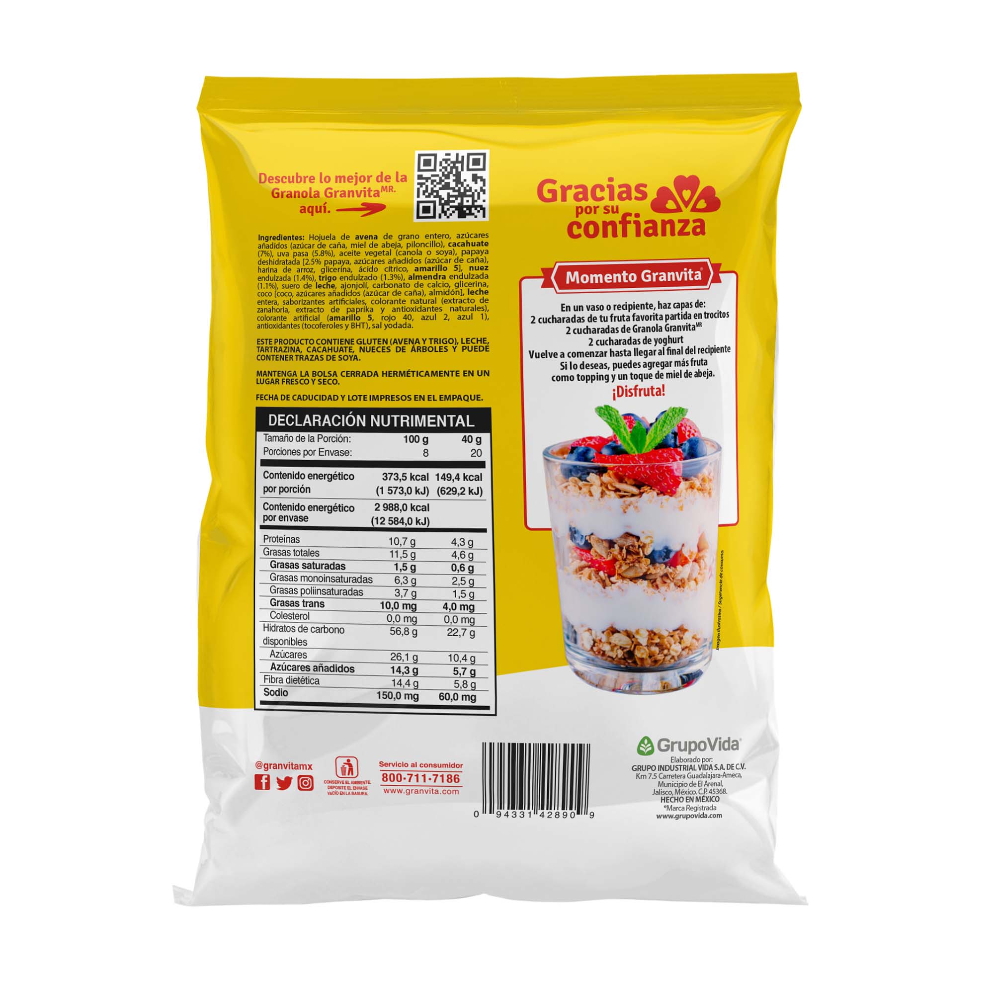 Granola Frutas Granvita 800gr