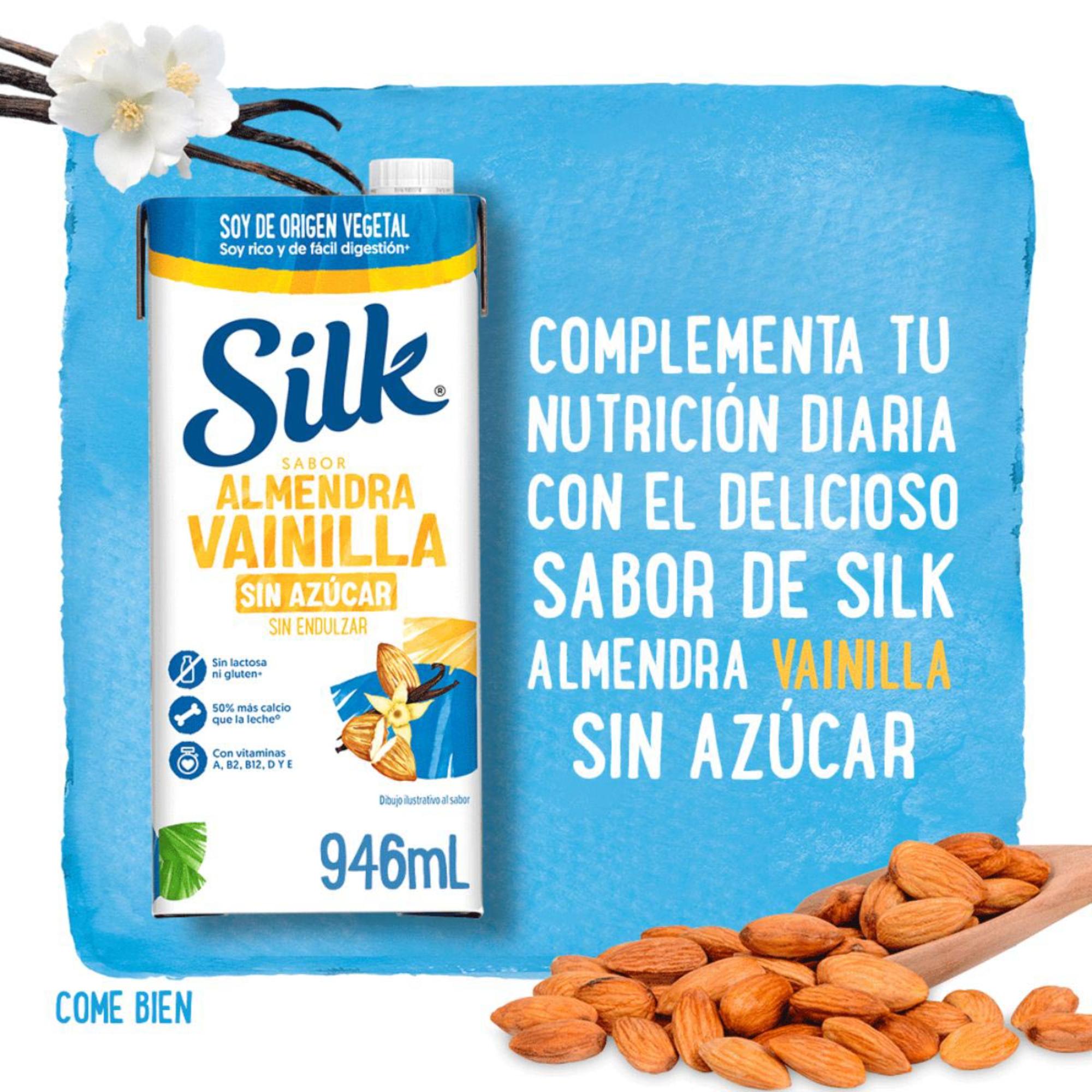 Silk Bebida Vegetal Sabor Almendra Vainilla Sin Azúcar 946ml