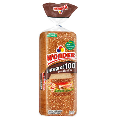 Pan Integral 100% C/ajonjoli Wonder 567g