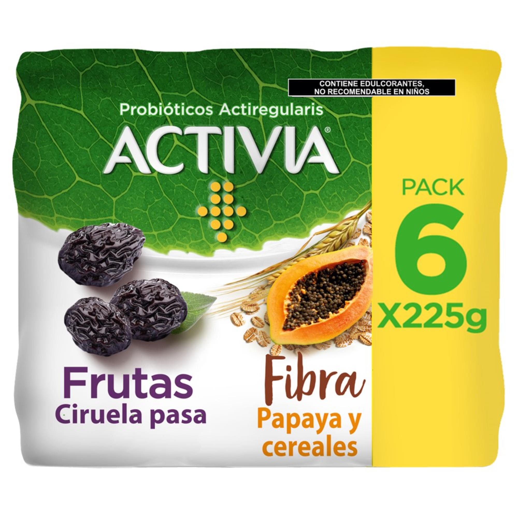 Alimento Lácteo Bebible Fermentado Activia Ciruela Pasa Y Papaya Y Cereales 6x225g C/u