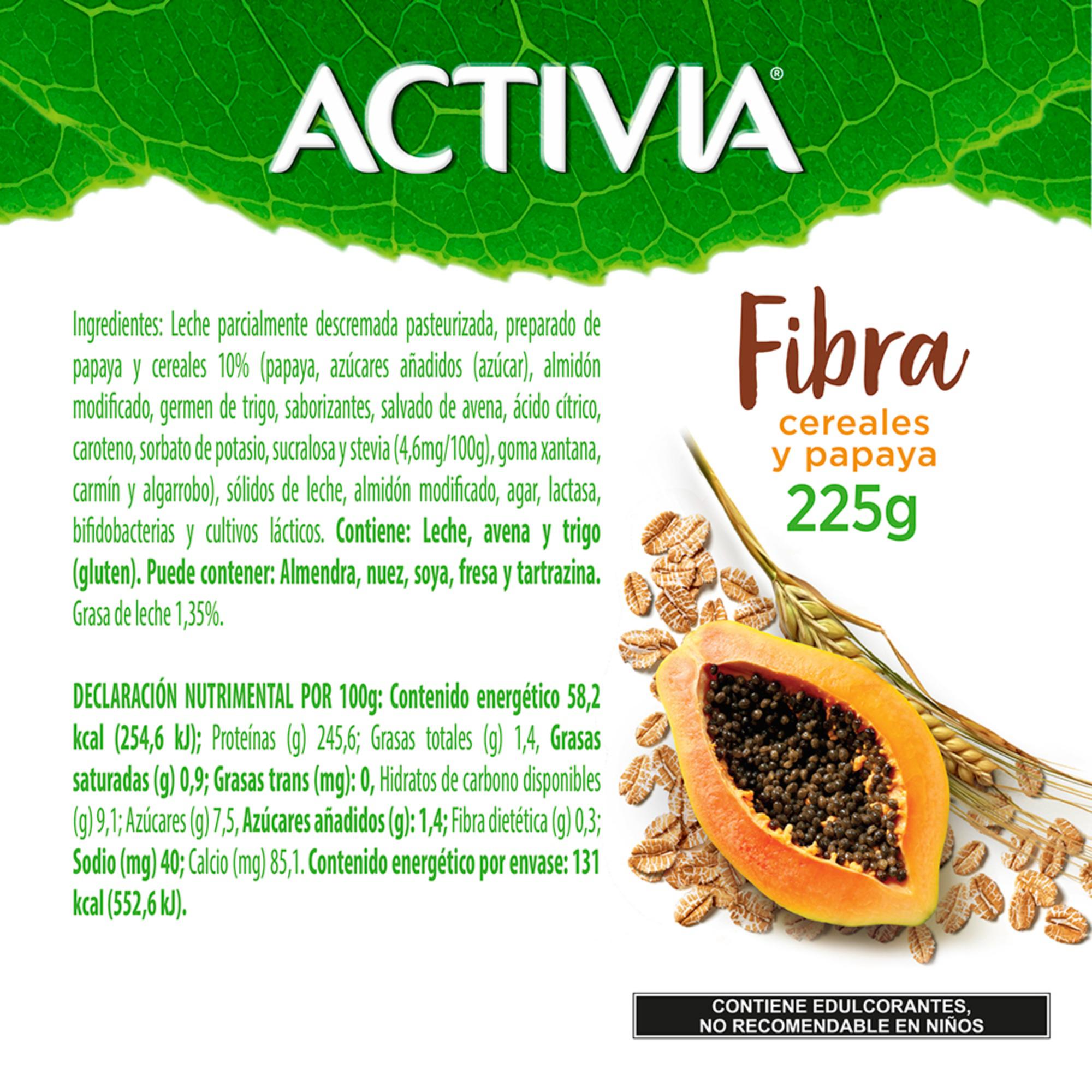 Alimento Lácteo Bebible Fermentado Activia Papaya Y Cereales 225g