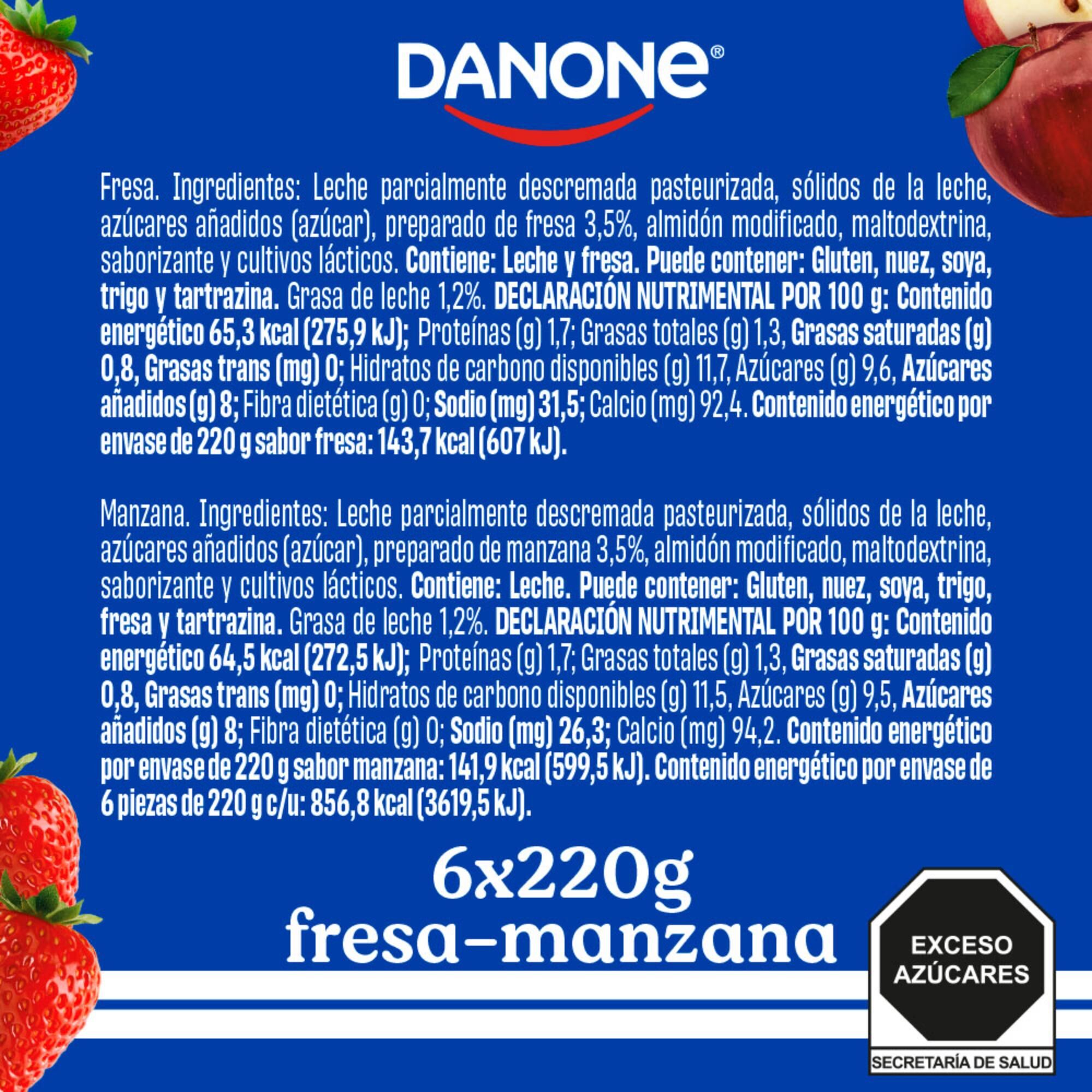 Yoghurt Danone Bebible Sabor Fresa Y Manzana 6x220g C/u