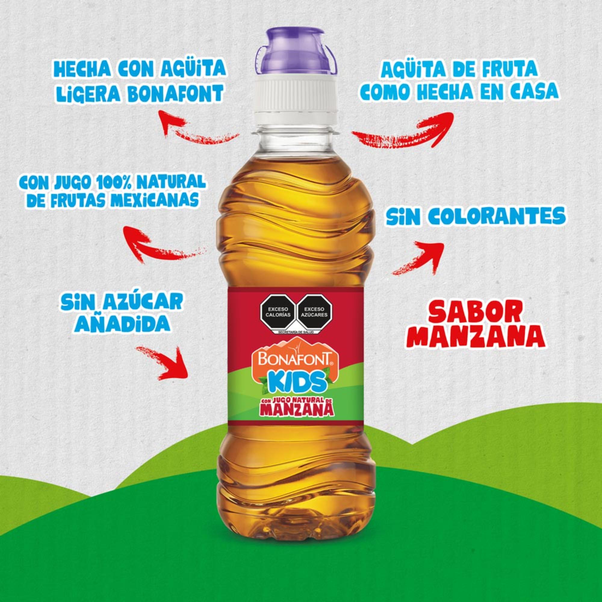 Bonafont Kids Agua Con Jugo Natural De Manzana 300ml Chupón