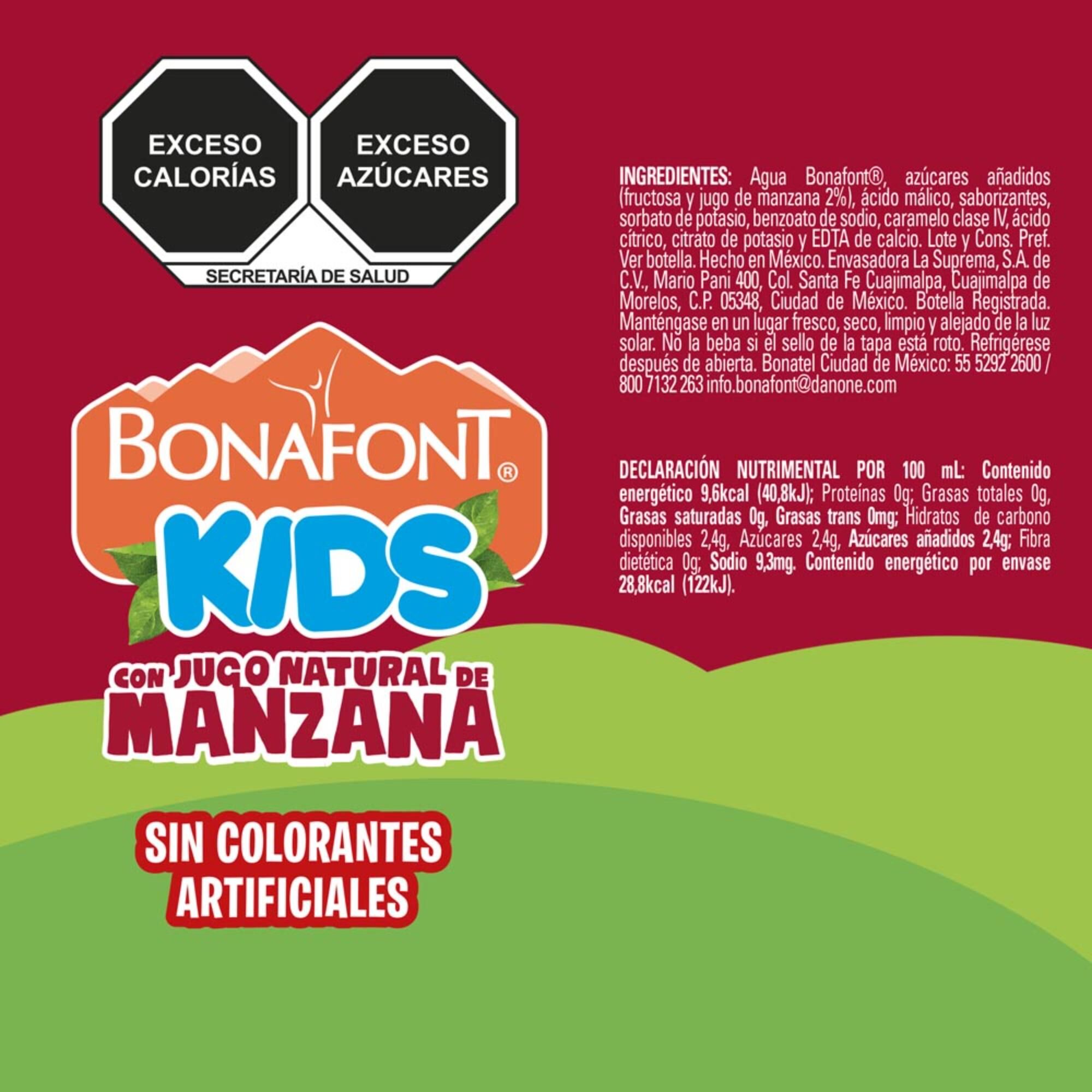 Bonafont Kids Agua Con Jugo Natural De Manzana 300ml Chupón