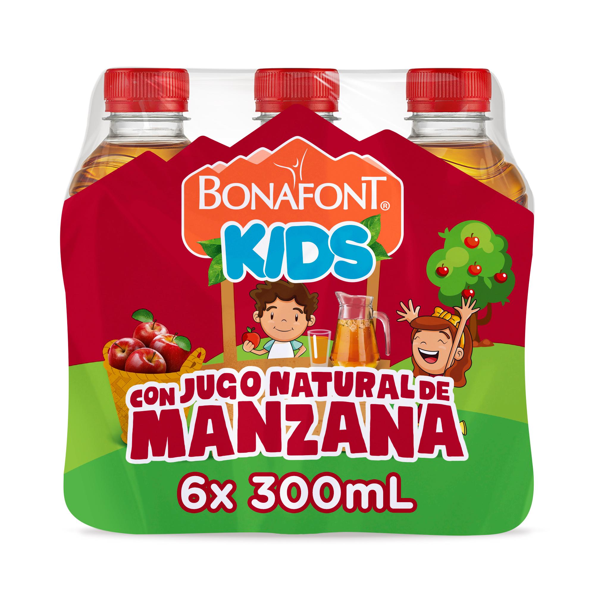 Bonafont Kids Agua Con Jugo Natural De Manzana 6x300ml C/u