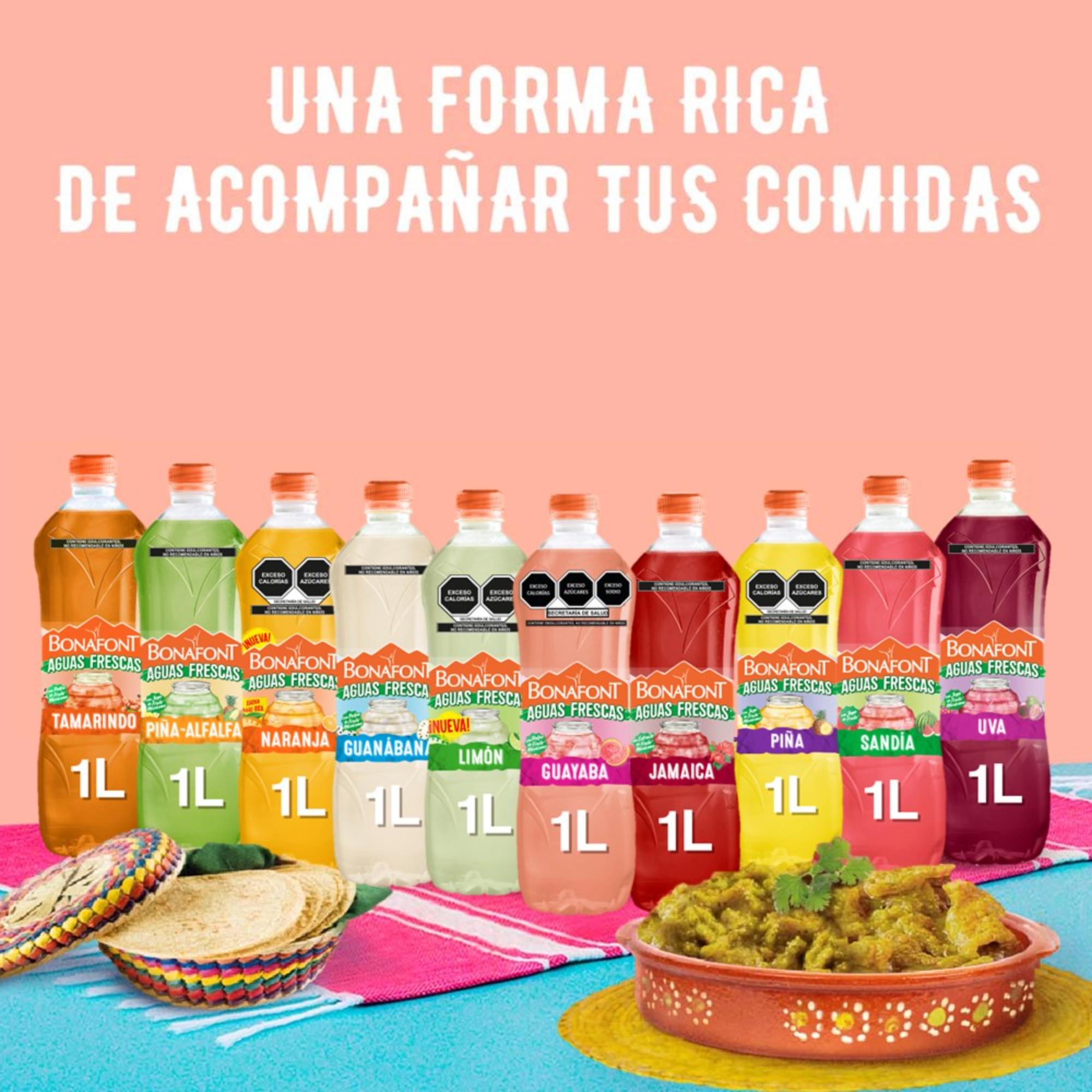 Bonafont Aguas Frescas Sabor Guayaba 1l