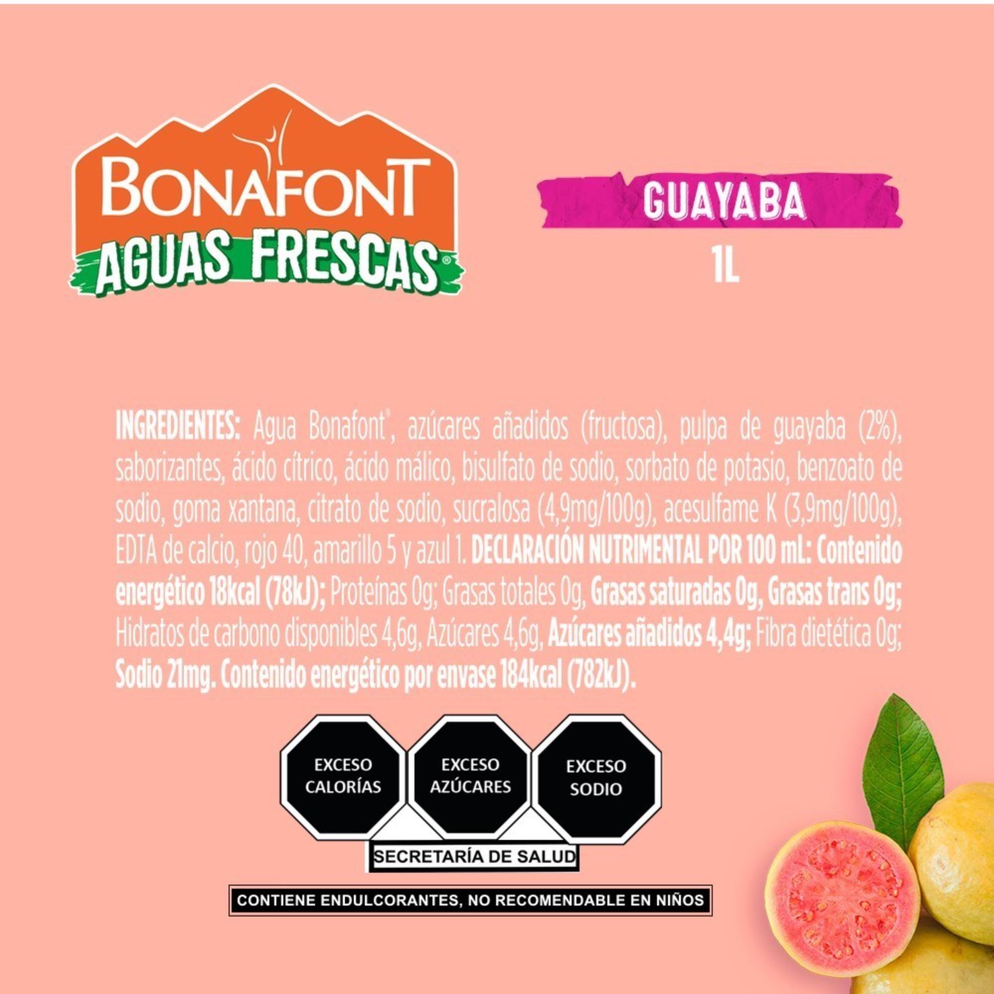 Bonafont Aguas Frescas Sabor Guayaba 1l