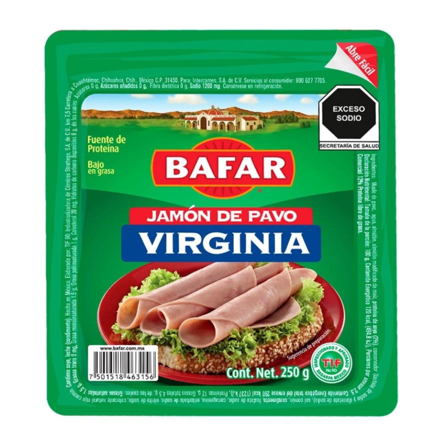 Jamón Virginia Bafar Paq 250 G
